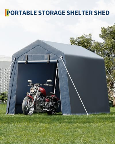 GAOMON 6x6FT Motorcycle Shelter - Heavy-Duty Steel Frame, Weatherproof PE Fabric Cover, All-Weather Protection, Easy Assembly, Compact Storage for Bikes