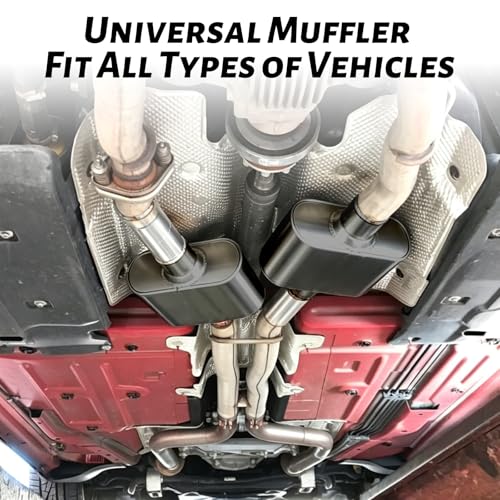 3 Inch Muffler with Aggressive Deep Sound, 3" ID Center In/Out Single Chamber Performance Muffler Universal Exhaust Muffler for Cars, Trucks - size: 3" Center In / 3" Center Out / Gray