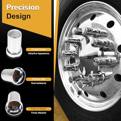 20PCS 33mm Lug Nut Covers Bullet Flanged ABS Chrome Plastic Push-on Nut Cover Caps for Semi Trucks - color: 20 PCS