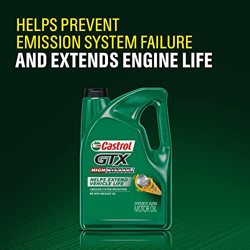 Castrol GTX High Mileage 20W-50 Synthetic Blend Motor Oil, 5 Quarts, (Pack of 2) - size: 5 Quarts (Pack of 2)