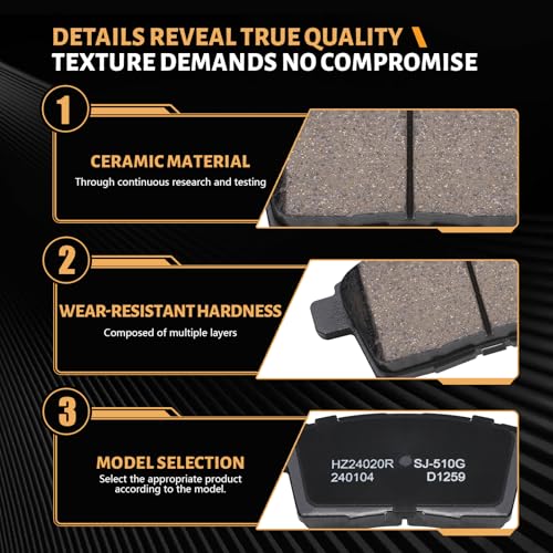 D1259 Rear Ceramic Brake Pads Kit Fit For Mazda CX-9 2007-2015, For CX-7 2007-2012, For Lincoln MKX 2007-2010, For Ford Edge 2007-2010 - style: HZ1259