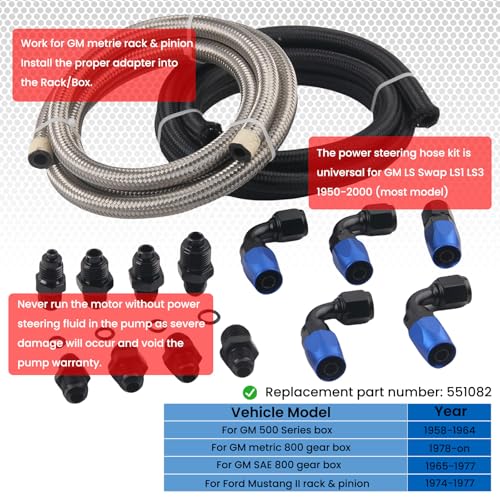 AN6 Power Steering Hose Fitting Kit for LS Swap LS1 LS3 Pump