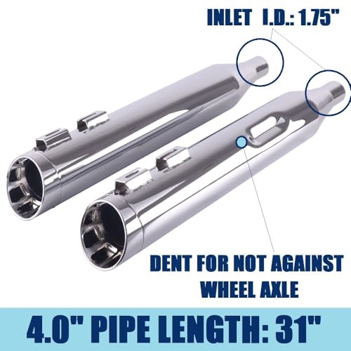 SHARKROAD 4.0 Slip Ons Mufflers For Harley Touring Models 09-16 - style: 4.0" Chrome, HDMF-409521CC