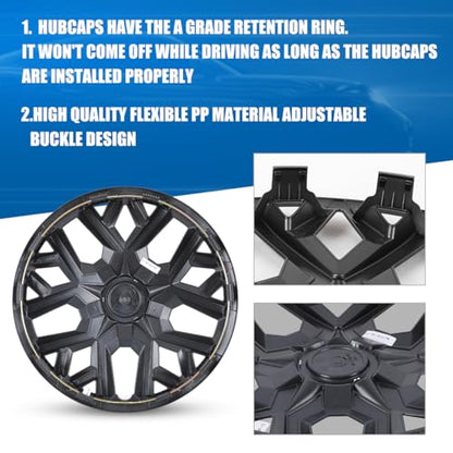 Winjet 15'' Universal Hubcaps Set of 4 PP Material Steel Wheel Rims Cover,Wheel Cover Replacement R15 Hub Caps,Auto Tire Replacement Exterior Cap Snap On Car Truck SUV(15 Inch,Black Lacquer) - color: Black Lacquer(5181-BL-15), size: 15 inch