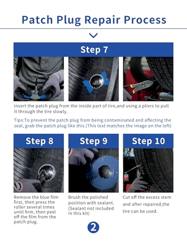 Tire Repair Patch Tool Kit Includes 24PCS Tire Patch Plugs(1.42"&1.81"&2.36"),Tire Patch Roller,Tungsten Buffing Wheel and Twist Drill Bits,Tire Patch Kit for Vehicles
