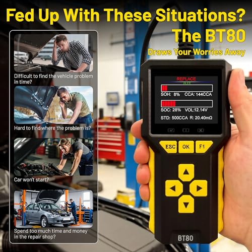 Car OBD2 Scanner Battery Tester 2 in 1 Code Reader Full OBDII Diagnosis 12/24V - color: BT80 2 in 1 Code Reader