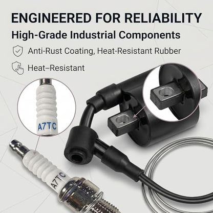 2 PCS Racing Ignition Coil with A7TC Spark Plug, High Performance Kit for CG Vertical Engine, 50-250cc ATV Dirt Bike Go Kart, Compatible with Motorcycle (Black)