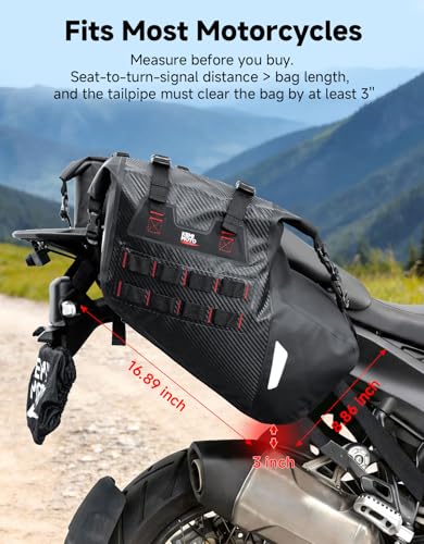 KEMIMOTO IPX6 Waterproof Motorcycle Saddlebags 30L(15Lx2) PVC Side Tail Bag - color: Black