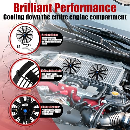 14" Universal Electric Radiator Fan Push Pull Slim Fan High Performance Cooling Fan 80W 12V Mount Kit 1PCS - size: 14 inch- 1PC