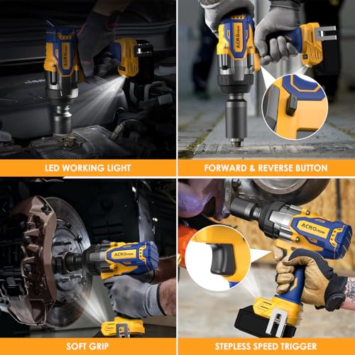 ACROPOW Cordless Impact Wrench 3/4" for DEWALT 20V Battery - size: 1850 FT-LBS