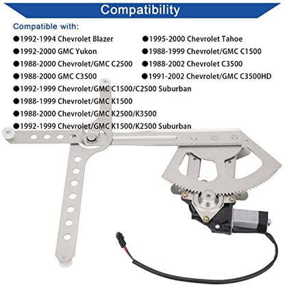 Obaee 741-654 Front Passenger Side Power Window Lift Regulator & Motor Assembly Compatible with Chevrolet/GMC C1500 C2500 C3500 K1500 K2500 K3500 Chevy Blazer Tahoe GMC Yukon 1988-2002 - size: Front Right Passenger Side
