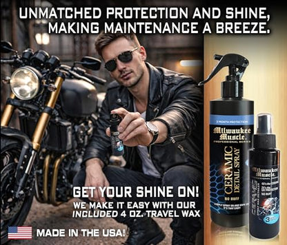 Ceramic Motorcycle Wax Spray (20 fl oz) 16 fl oz & 4 fl ozTravel Wax, Insane Shine, No Buffing Required, 3 Month Protection Against Scratches & Scuffs - size: 20 Fl Oz (Pack of 1)