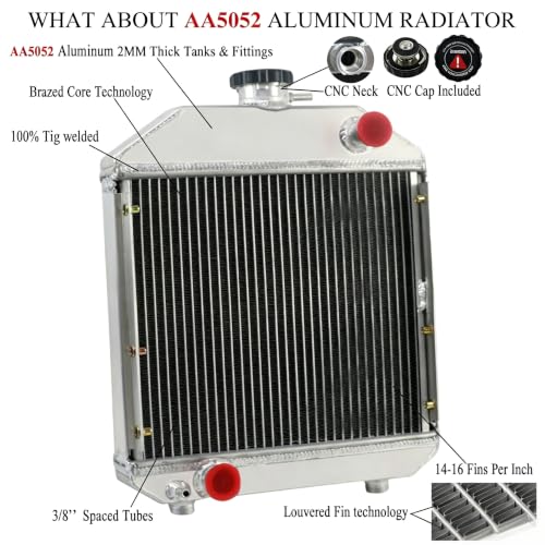 2 Row Radiator Compatible with Yanmar Tractor YM240 YM1700 YM2000 Aluminum Radiators Replacement #124460-44501