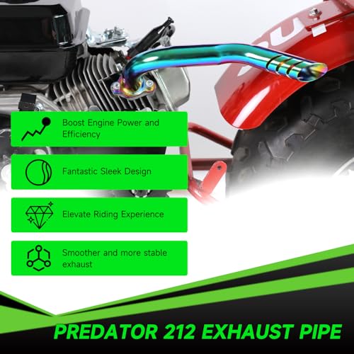 Mini Bike Exhaust Pipe Header Kit Compatible with Predator 212cc 224cc 196cc Non Hemi Coleman CT200U CT200U-EX B200R BT200X KT196 Go Kart Baja MB200 Axis M200 GX160 GX200 Clone Engine Parts - color: A-Colorful