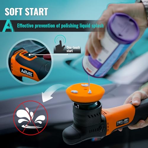 AUTIWOZ Mini 2/3inch Car Buffer Polisher, 12mm Random Orbital DA Kit - size: k2