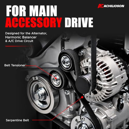 Engine Serpentine Belt Drive Kit with Tensioner for Toyota Camry 2010–2011 L4 2.5L, Belt Tensioner Assembly and Serpentine Belt Set, Replace 16620-0V010, 39096, 4PK1240 - size: 16620-0V010