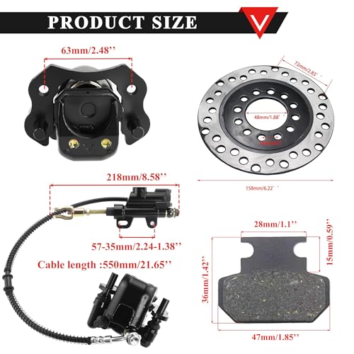 PRO BAT Rear Brake Master Cylinder Caliper With Brake Pad Assembly - color: Black