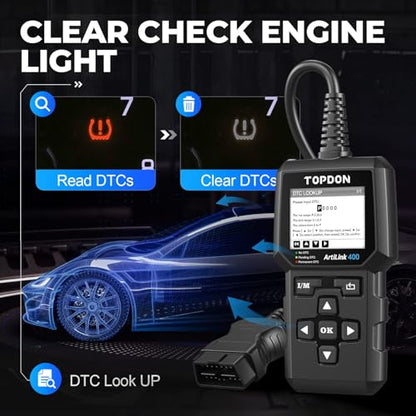 TOPDON AL400 OBD2 Scanner, Check Engine Light Scan Tool, Code Reader