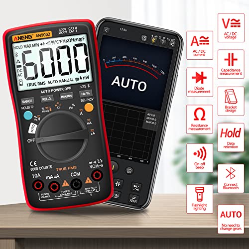 ANENG Bluetooth Multimeter, TRMS 6000 Count Auto Range AC/DC Digital Tester