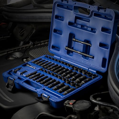 Stark USA Elite 53PCS 1/4" DR Master Impact Socket Wrench Set, Universal Socket Adapter SAE (3/16" - 9/16") & MM (4 to 15) - style: 53pcs SAE/Metric Impact Socket Set