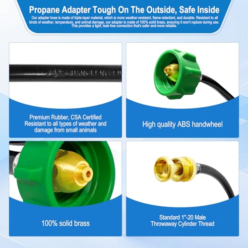6FT Propane Hose Adapter for Weber Travelev Grill,1lb to 20lb Propane Tank Adapter for Weber Q/Gas Go-Anywhere Grills/Coleman Stove/Blackstone Griddle,Heater. - size: 6 ft for Weber Traveler/Weber Q Grill/Etc