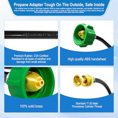 6FT Propane Hose Adapter for Weber Travelev Grill,1lb to 20lb Propane Tank Adapter for Weber Q/Gas Go-Anywhere Grills/Coleman Stove/Blackstone Griddle,Heater. - size: 6 ft for Weber Traveler/Weber Q Grill/Etc