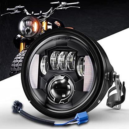LEDUR 7 Inch Motorcycle Headlight Round DOT Approved with Turn Signals DRL Housing Bucket Clamp Brackets for Yamah Honda Suzuki Kawasaki Cafe Racer Bobber Chopper Scrambler Street Tracker - size: C2 7Inch Motorcycle Headlight