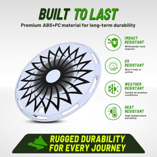 15" Universal Full-Size Hubcaps, 15 Inch Steel Wheels-White-Flower Bloom - color: White-Flower Bloom, size: 15 Inch