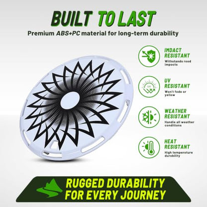 15" Universal Full-Size Hubcaps, 15 Inch Steel Wheels-White-Flower Bloom - color: White-Flower Bloom, size: 15 Inch