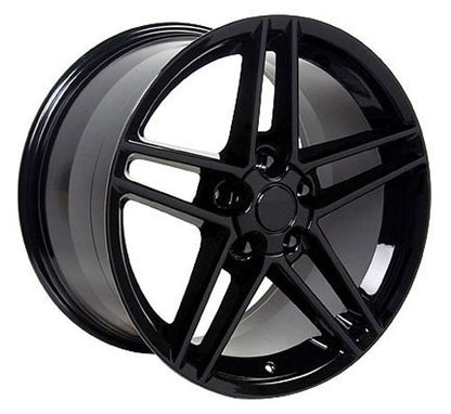 Partsynergy Replacement For 17" Rim fits 1988-1996 Chevrolet Corvette C6 Z06 Style Black 17x9.5 Aluminum Wheel