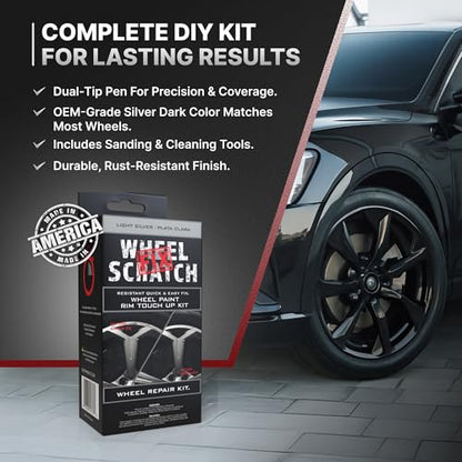 Wheel Scratch Fix® Light Silver Rim Touch Up Paint Wheel Scratch Repair Kit - color: Silver - Light - Kit