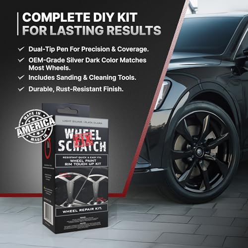 Wheel Scratch Fix® Light Silver Rim Touch Up Paint Wheel Scratch Repair Kit - color: Silver - Light - Kit
