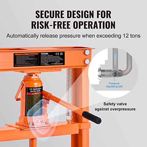 VEVOR Hydraulic 12 Ton H-Frame Garage Floor Adjustable Shop Press