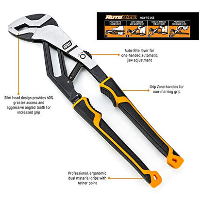 GEARWRENCH 4 Pc. Pitbull Auto-Bite Tongue & Groove Dual Material Pliers with K9 Jaws - 82594C - size: 4 Piece, style: Auto Bite Set
