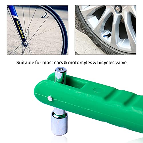 Tire Valve Core Removal Tool No Scratch, High-Intensity Tire Valve Stem Puller/Installation Repair Tool Replacement for Universial Car, Truck, Motorcycle, Bike (Green)