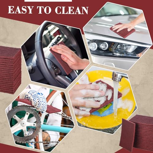 50 Pack Red Fine Scuff Pads 6 X 9 in Abrasive Sanding Pad - color: Red
