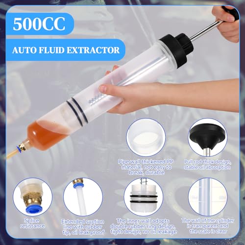 Gisafai 500cc Fluid Extractor Automotive Manual Oil Pump, Black - color: Black, size: 500cc