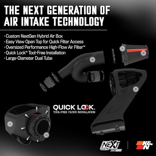 K&N NextGen Cold Air Intake System: Dry-Flow Cotton Filter: Compatible with 2021-2025 FORD F150; F150 Raptor; 50-2617D - style: NextGen Dryflow