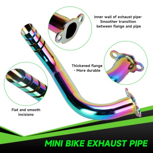 Mini Bike Exhaust Pipe Header Kit Compatible with Predator 212cc 224cc 196cc Non Hemi Coleman CT200U CT200U-EX B200R BT200X KT196 Go Kart Baja MB200 Axis M200 GX160 GX200 Clone Engine Parts - color: A-Colorful