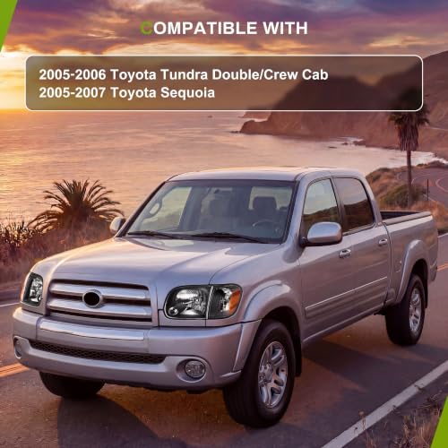 AUTOSAVER88 Headlight Assembly Compatible with 05-06 Toyota Tundra Black - color: OE - Black/Amber/Clear, size: Fit 05-06 Tundra
