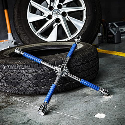 CARTMAN 16 Inch Heavy Duty Non-Slip 4-Way Universal Cross Lug Wrench - size: 16" Blue (Pack of 1)
