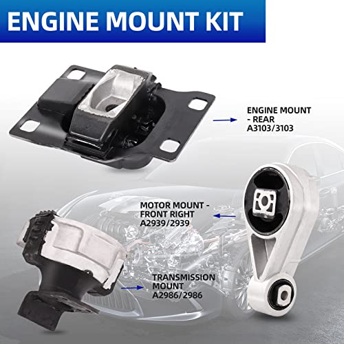 3-Piece Engine Motor Mount Set Compatible with 2005-2007 Focus 2.0L/2.3L - size: 2005-2007 Ford Focus 2.0L/2.3L