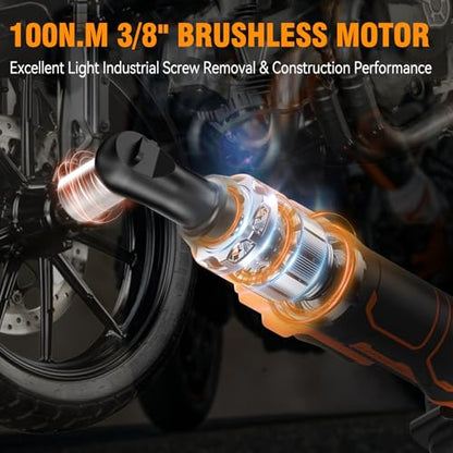 Protmex 3/8" Electric Cordless Ratchet Wrench Set (Brushless)
