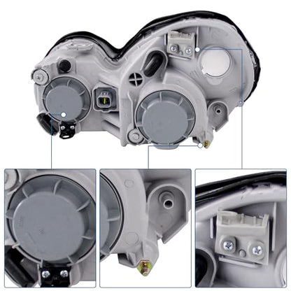 PartsFlow Left And Right Side Headlights For 2002 2003 2004 2005 Hyundai Sonata Chrome Housing Clear Reflector Halogen Headlamps HY2503126 HY2502126 - color: For 02-05 Hyundai Sonata