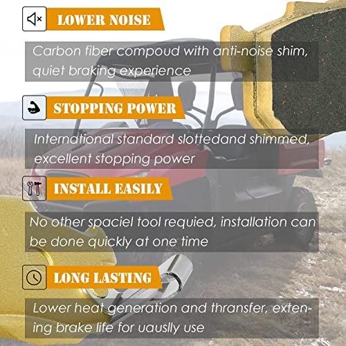 Front & Rear Heavy Duty Ceramic Disc Metal Brake Pads for Honda Pioneer 700 500 700-4 2014-2021 Replace 06435-HN8-016, 06452-HL3-A00, 06451-HL3-A00 (3 Sets)