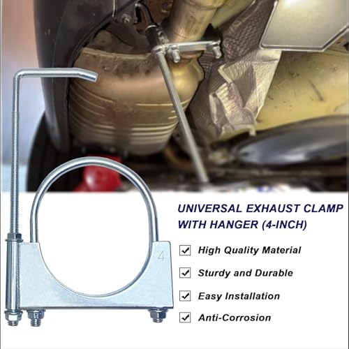 4" Universal Exhaust Clamp With Hanger, Muffler Hanger, 1 Pack - size: 4"