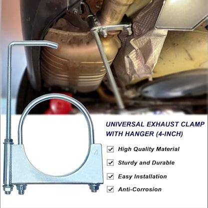 4" Universal Exhaust Clamp With Hanger, Muffler Hanger, 1 Pack - size: 4"