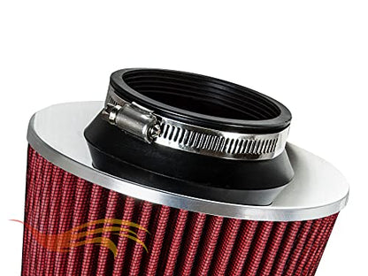 Rtunes Racing 3.5-Inch 89mm Washable Dry Clamp-On Cone Air Filter, Red - size: Standard 3.5"
