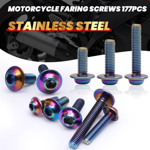 M5 M6 Stainless Steel Motorcycle Fairing Bolts, 177Pcs - color: Colorful