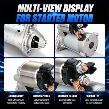 17841 Starter Motor Replacement Compatible with 2003-2008 Toyota Corolla Matrix & Pontiac Vibe 1.8L L4,12V 1.6KW 10Teeth,Replace# 28100-0D080 28100-22090 - size: 17841
